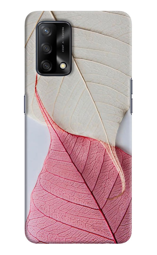 White Pink Leaf Oppo F19/F19s Hard Case Back Cover by Casekaro