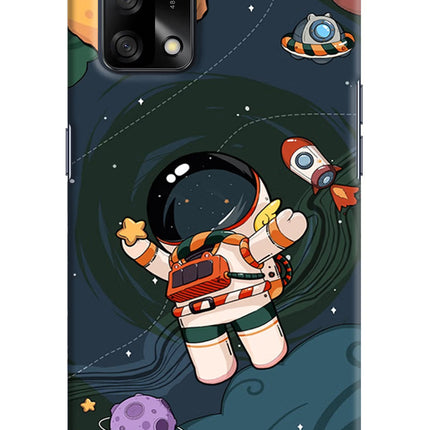 Cartoon Astronaut Oppo F19/F19s Hard Case Back Cover by Casekaro