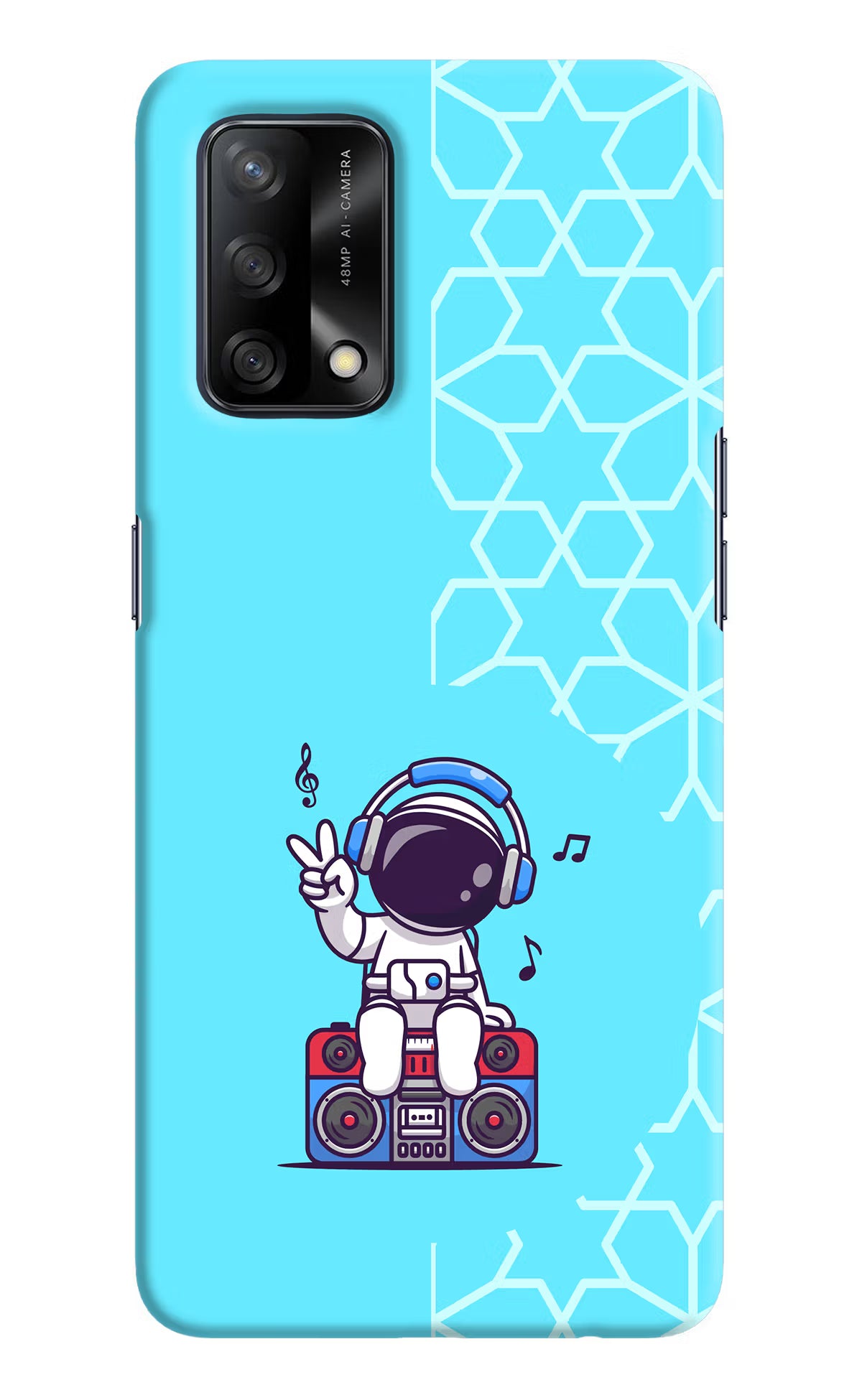 Cute Astronaut Chilling Oppo F19/F19s Hard Case Back Cover by Casekaro