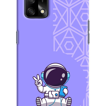 Cute Astronaut Chilling Oppo F19/F19s Hard Case Back Cover by Casekaro