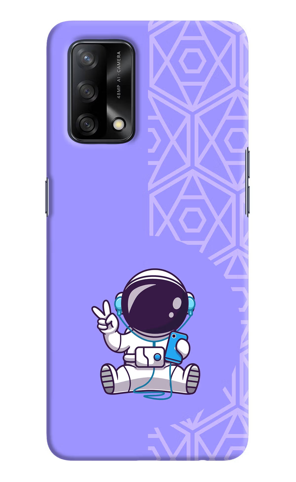 Cute Astronaut Chilling Oppo F19/F19s Hard Case Back Cover by Casekaro