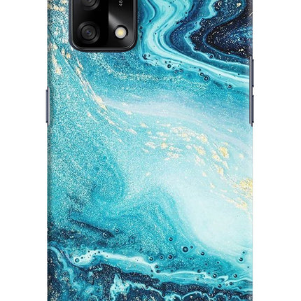 Blue Glitter Marble Oppo F19/F19s Hard Case Back Cover by Casekaro