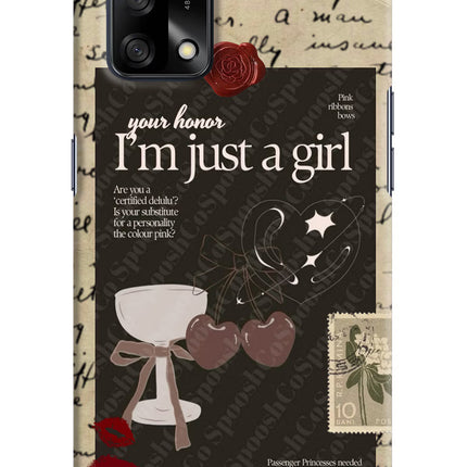 I am just a girl Oppo F19/F19s Hard Case Back Cover by Casekaro