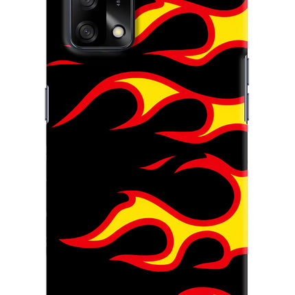 Side Sweep Flames Oppo F19/F19s Hard Case Back Cover by Casekaro