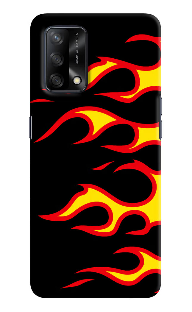Side Sweep Flames Oppo F19/F19s Hard Case Back Cover by Casekaro