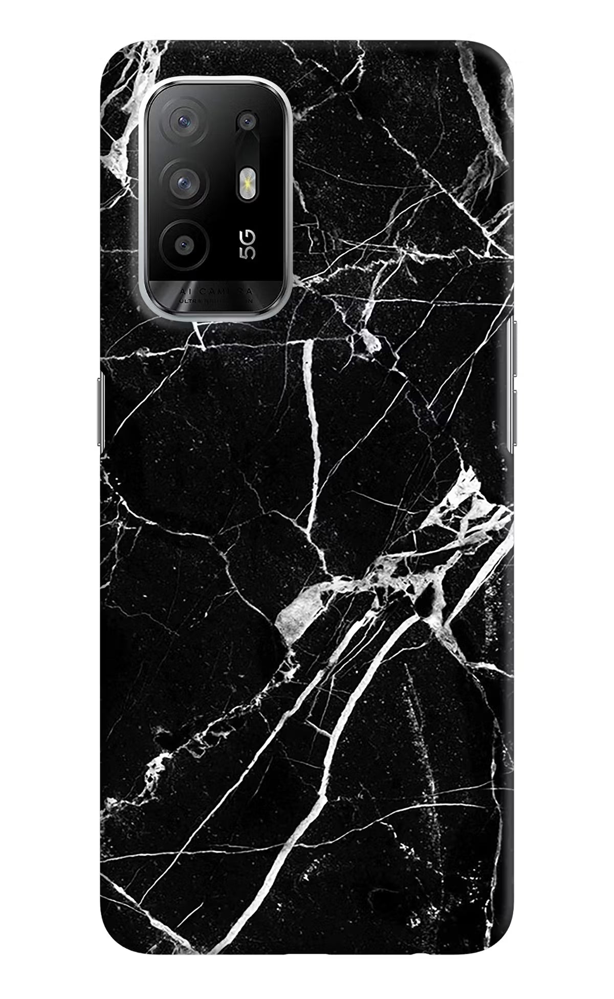 Black Marble Pattern Oppo F19 Pro+ Hard Case Back Cover by Casekaro