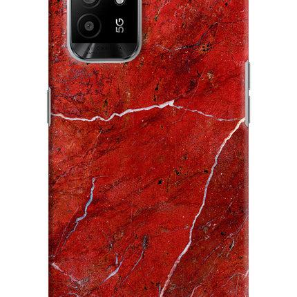 Red Marble Design Oppo F19 Pro+ Hard Case Back Cover by Casekaro