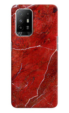 Red Marble Design Oppo F19 Pro+ Hard Case Back Cover by Casekaro