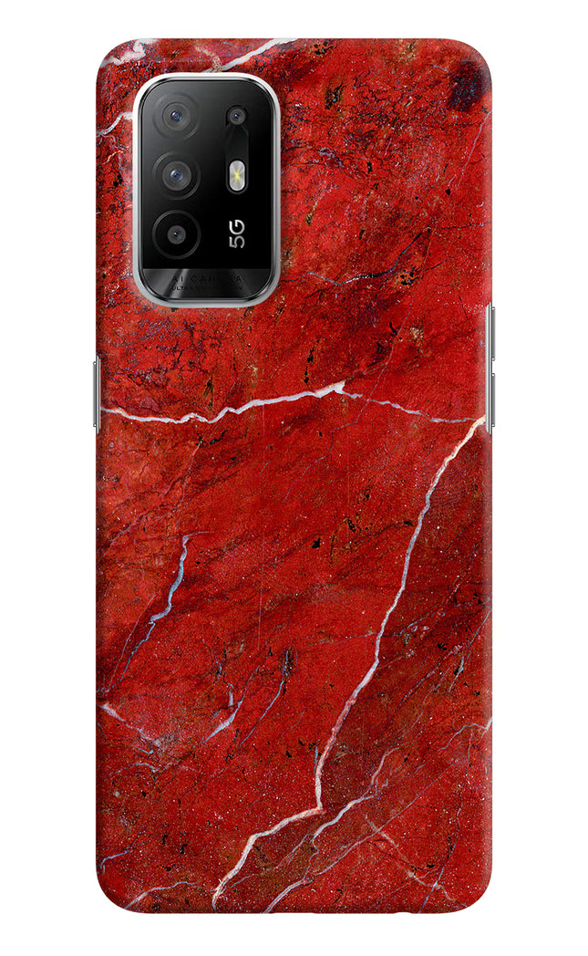 Red Marble Design Oppo F19 Pro+ Hard Case Back Cover by Casekaro