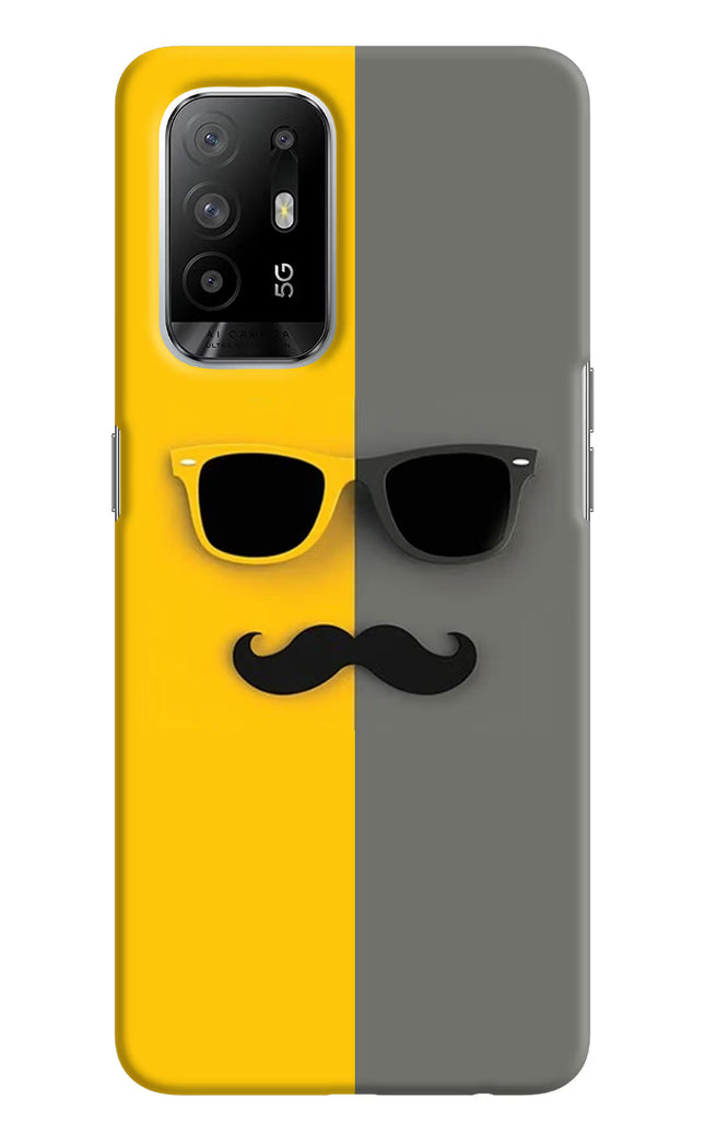 Sunglasses with Mustache Oppo F19 Pro+ Hard Case Back Cover by Casekaro