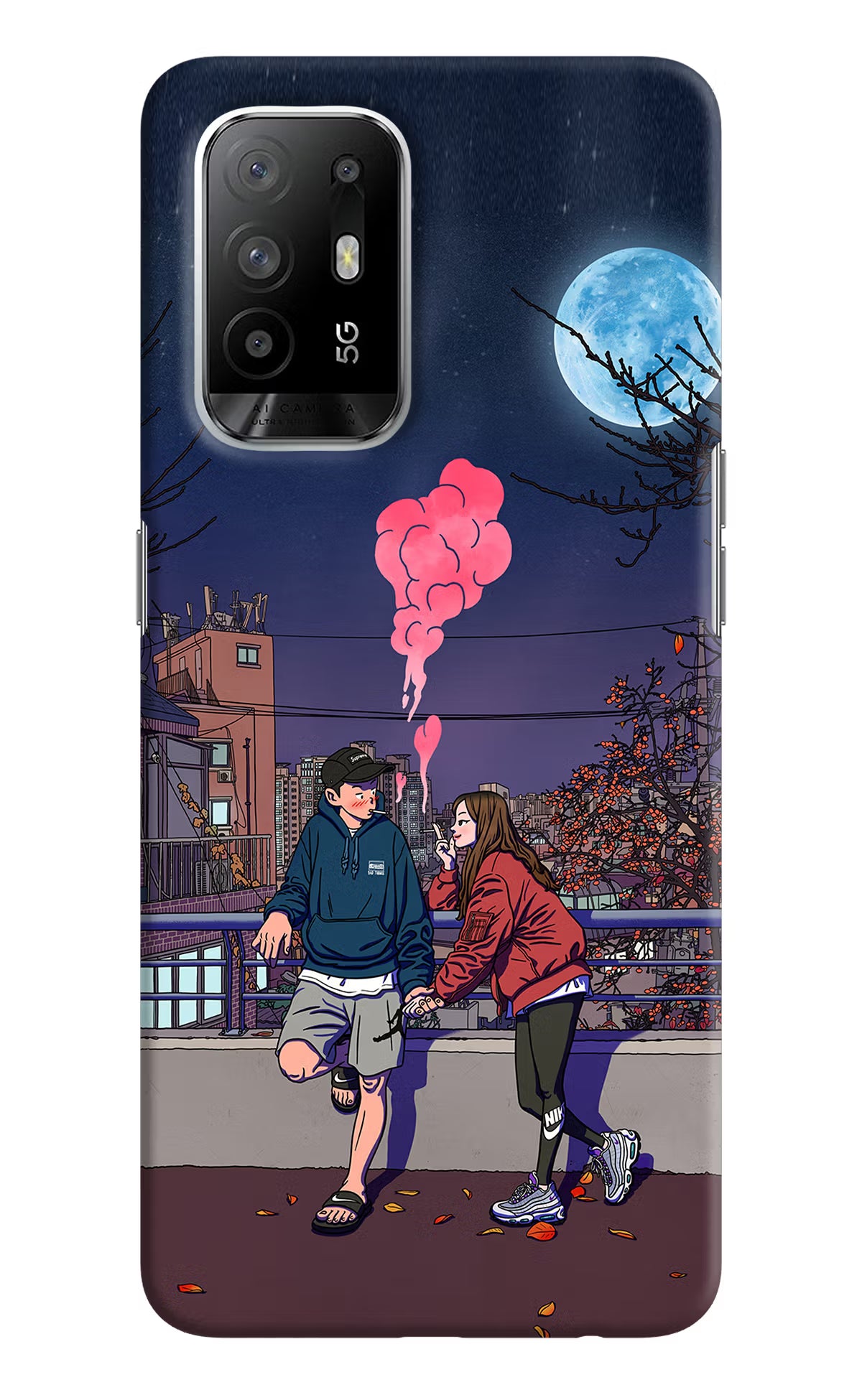 Chilling Couple Oppo F19 Pro+ Hard Case Back Cover by Casekaro