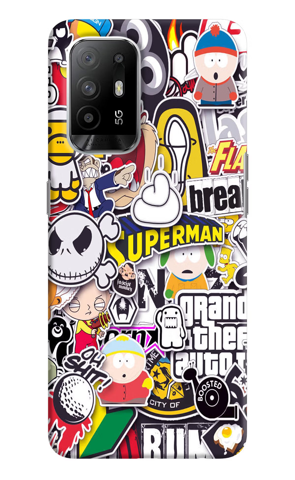 Sticker Bomb Oppo F19 Pro+ Hard Case Back Cover by Casekaro