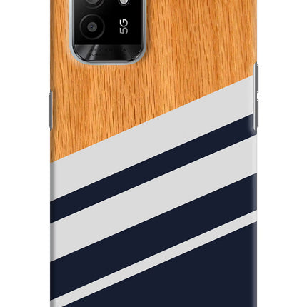 Blue and white wooden Oppo F19 Pro+ Hard Case Back Cover by Casekaro