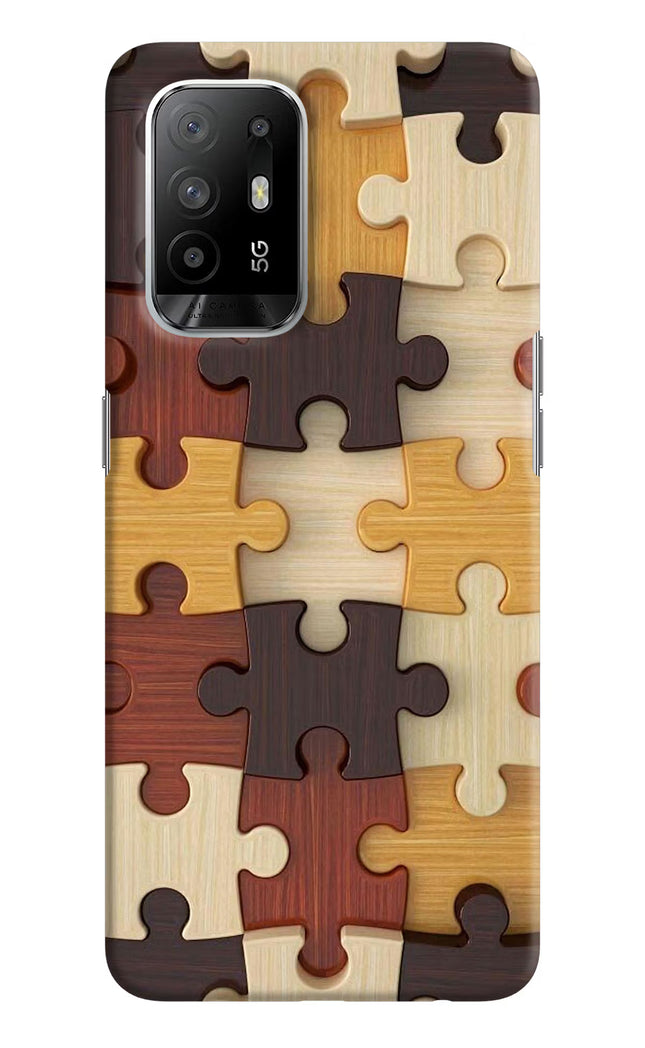 Wooden Puzzle Oppo F19 Pro+ Hard Case Back Cover by Casekaro