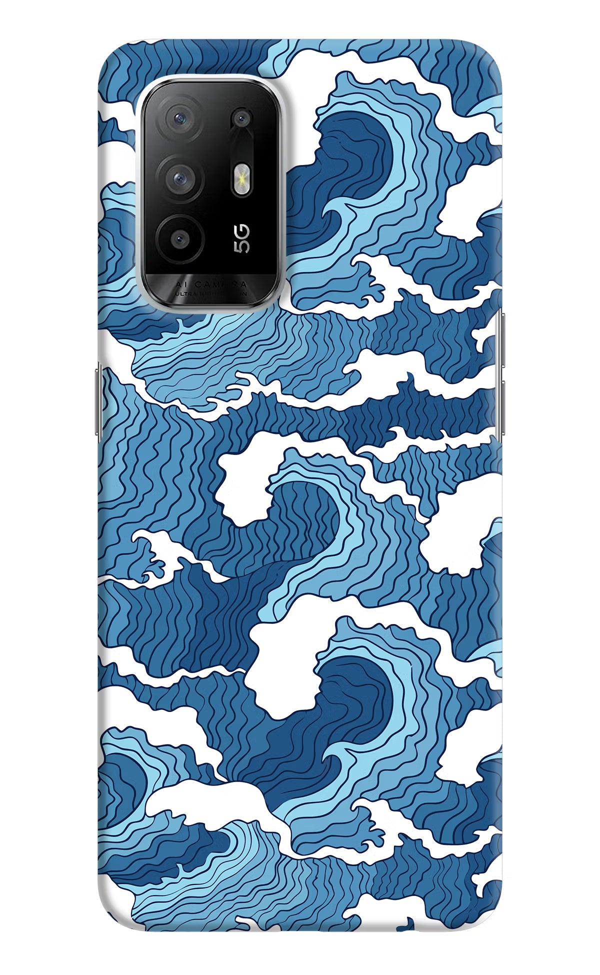 Blue Waves Oppo F19 Pro+ Hard Case Back Cover by Casekaro