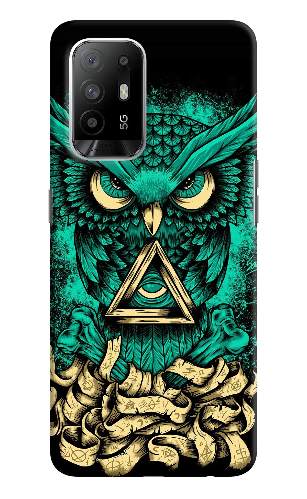 Green Owl Oppo F19 Pro+ Hard Case Back Cover by Casekaro