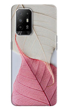 White Pink Leaf Oppo F19 Pro+ Hard Case Back Cover by Casekaro