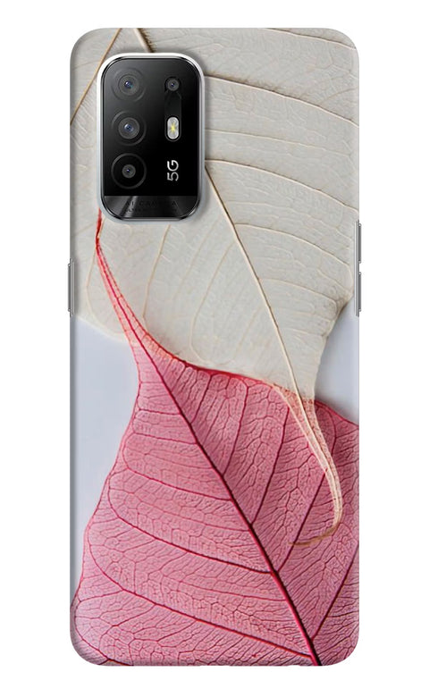 White Pink Leaf Oppo F19 Pro+ Back Cover