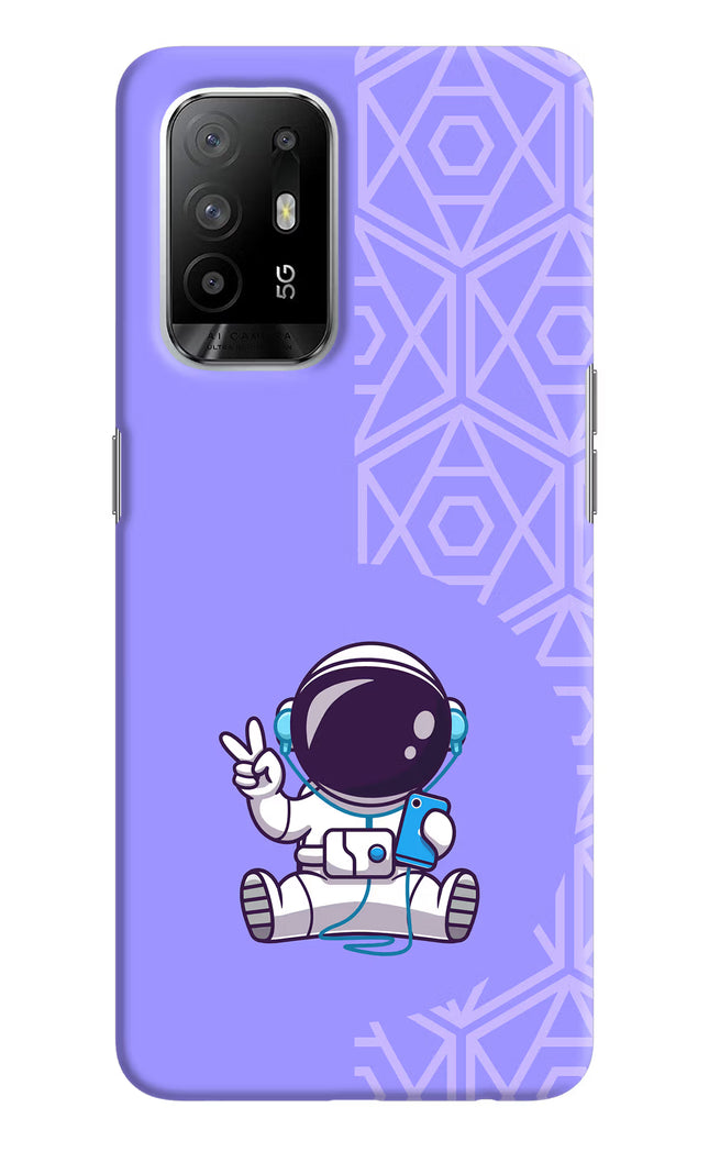 Cute Astronaut Chilling Oppo F19 Pro+ Hard Case Back Cover by Casekaro