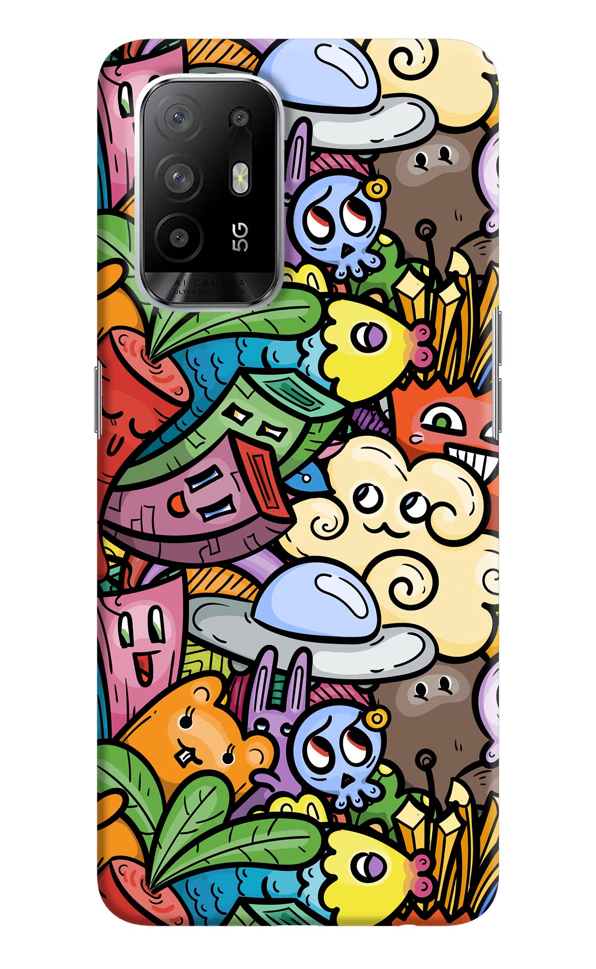 Veggie Doodle Oppo F19 Pro+ Hard Case Back Cover by Casekaro