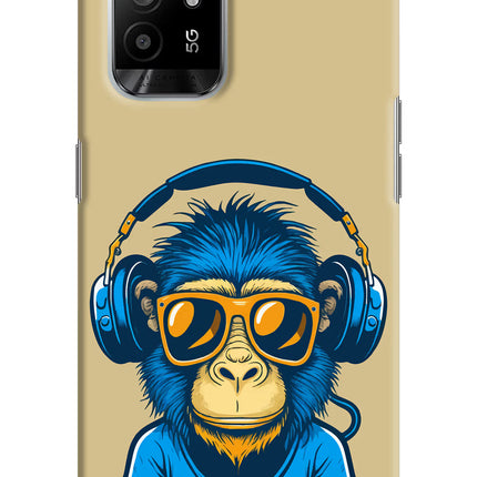 Monkey Headphone Oppo F19 Pro+ Hard Case Back Cover by Casekaro