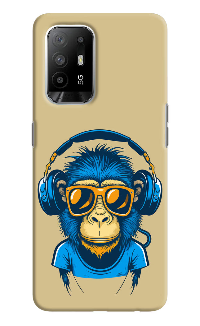 Monkey Headphone Oppo F19 Pro+ Hard Case Back Cover by Casekaro