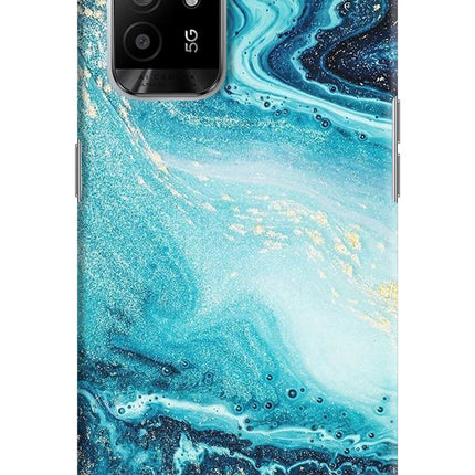 Blue Glitter Marble Oppo F19 Pro+ Hard Case Back Cover by Casekaro