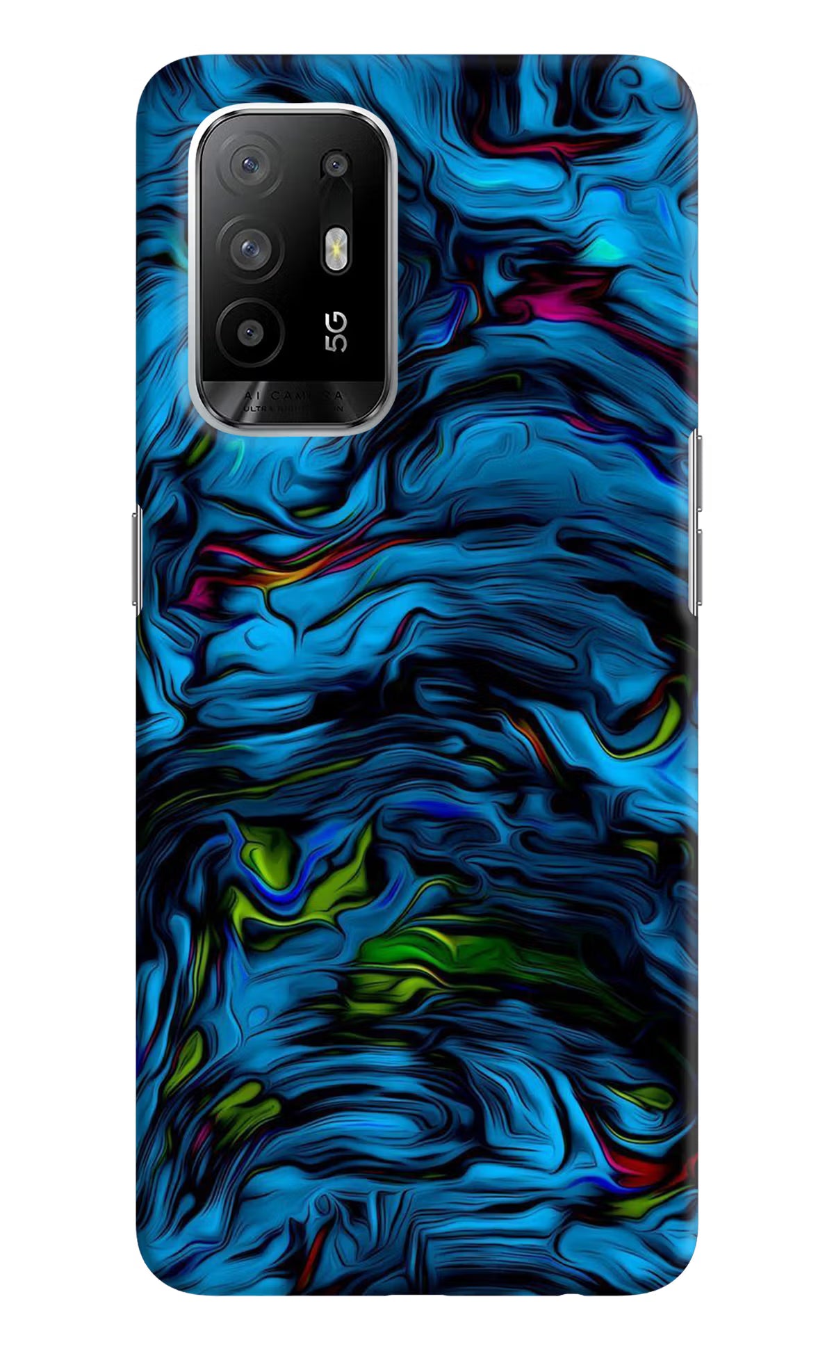 Dark Blue Abstract Oppo F19 Pro+ Hard Case Back Cover by Casekaro