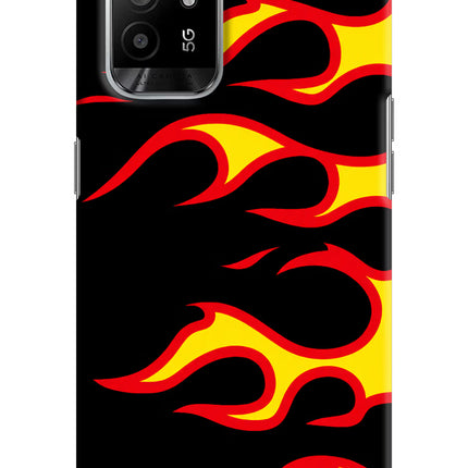 Side Sweep Flames Oppo F19 Pro+ Hard Case Back Cover by Casekaro