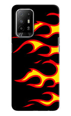 Side Sweep Flames Oppo F19 Pro+ Hard Case Back Cover by Casekaro