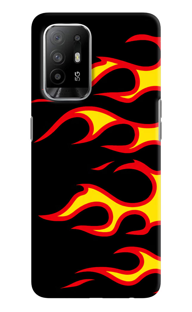 Side Sweep Flames Oppo F19 Pro+ Hard Case Back Cover by Casekaro