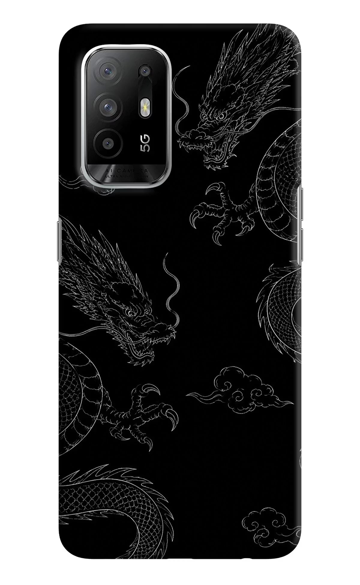 Twin Dragons Oppo F19 Pro+ Hard Case Back Cover by Casekaro