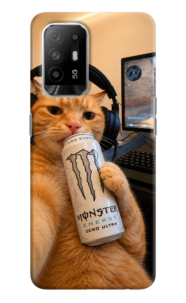 Gamer Cat Energy Oppo F19 Pro+ Hard Case Back Cover by Casekaro