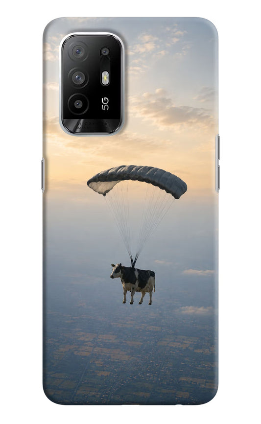 Skydiving Cow Oppo F19 Pro+ Hard Case Back Cover by Casekaro