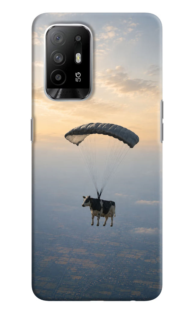 Skydiving Cow Oppo F19 Pro+ Hard Case Back Cover by Casekaro