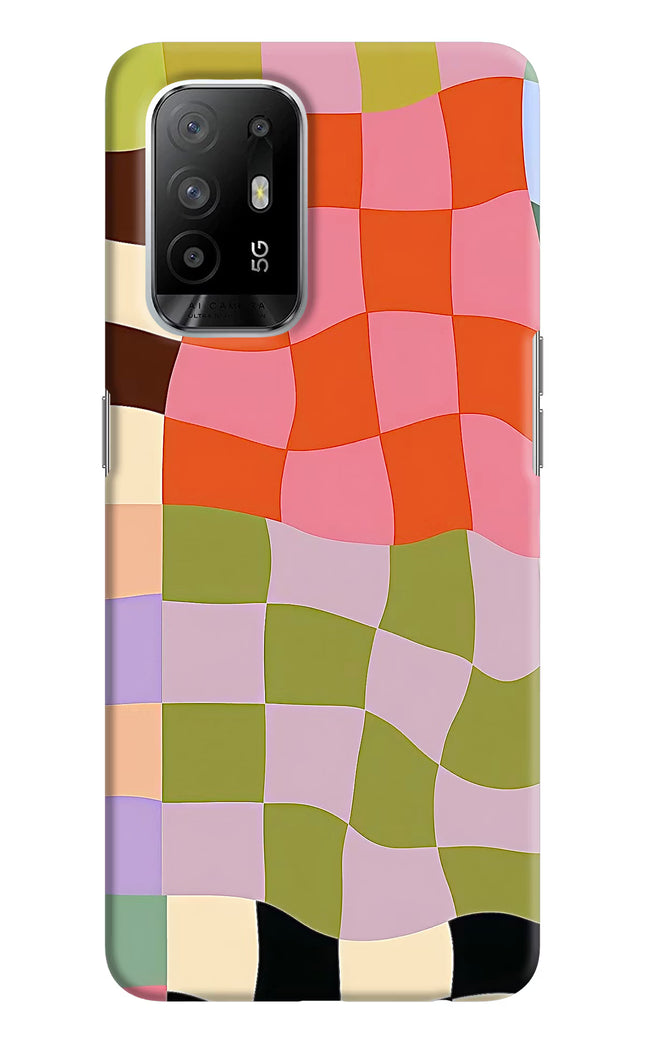Wavy Grid Oppo F19 Pro+ Hard Case Back Cover by Casekaro