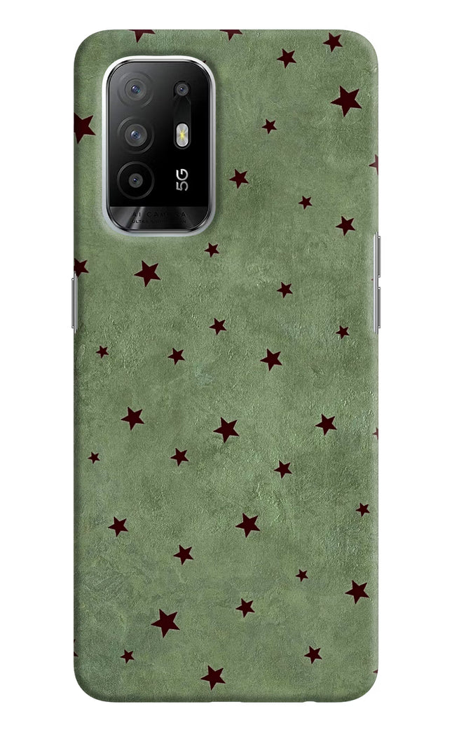 Green Stars Oppo F19 Pro+ Hard Case Back Cover by Casekaro