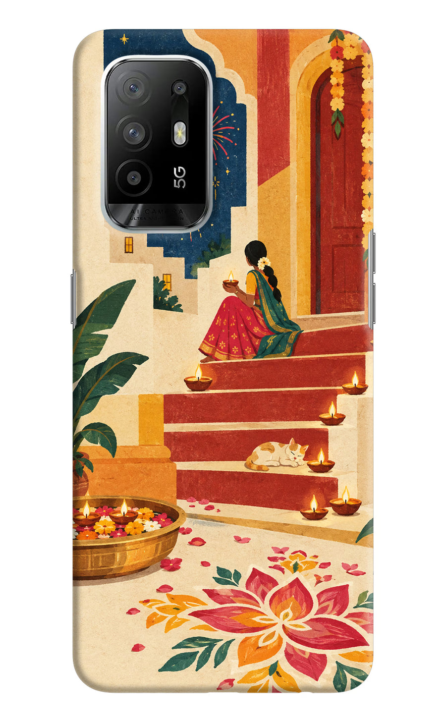 Diwali Rangoli Oppo F19 Pro+ Back Cover, Hard case