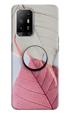 White Pink Leaf Oppo F19 Pro+ Pop Case by Casekaro