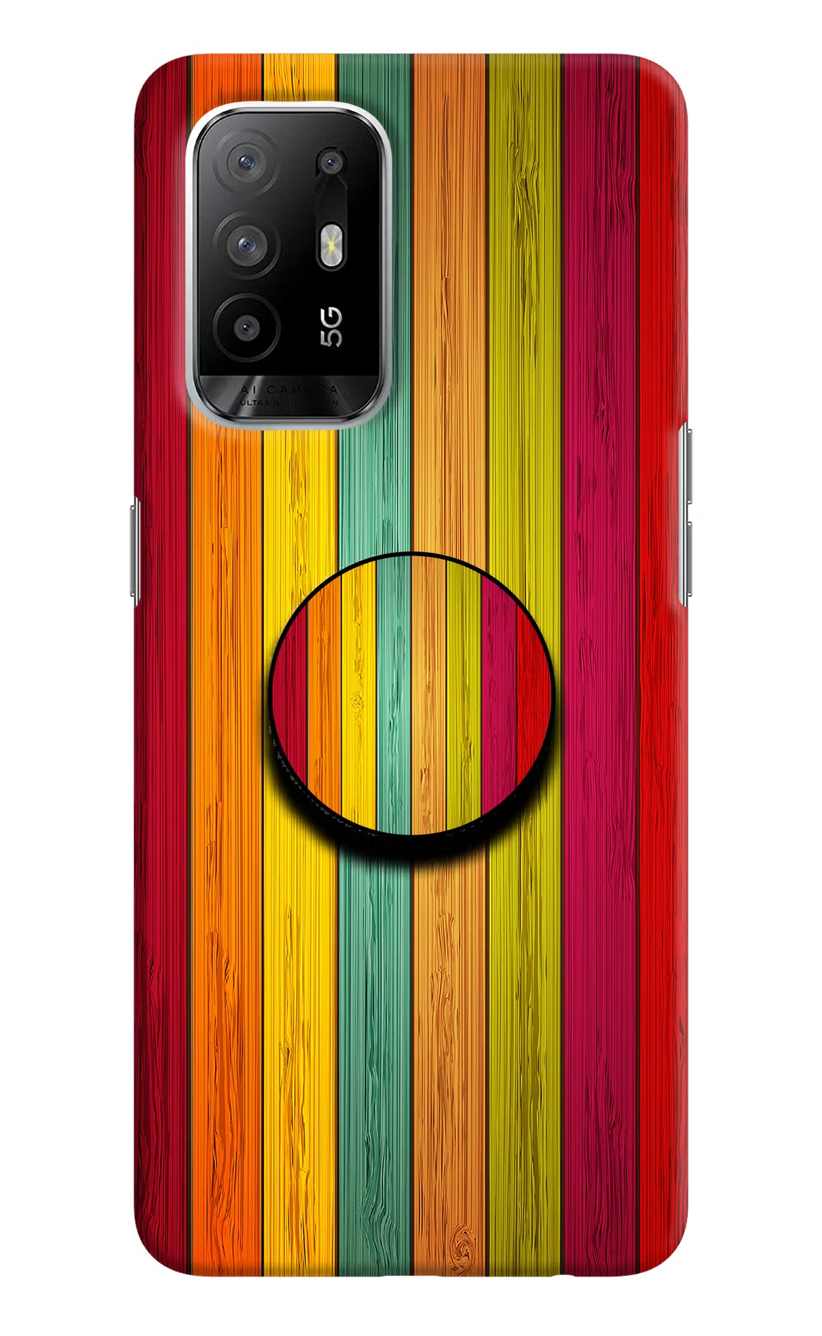 Multicolor Wooden Oppo F19 Pro+ Pop Case by Casekaro