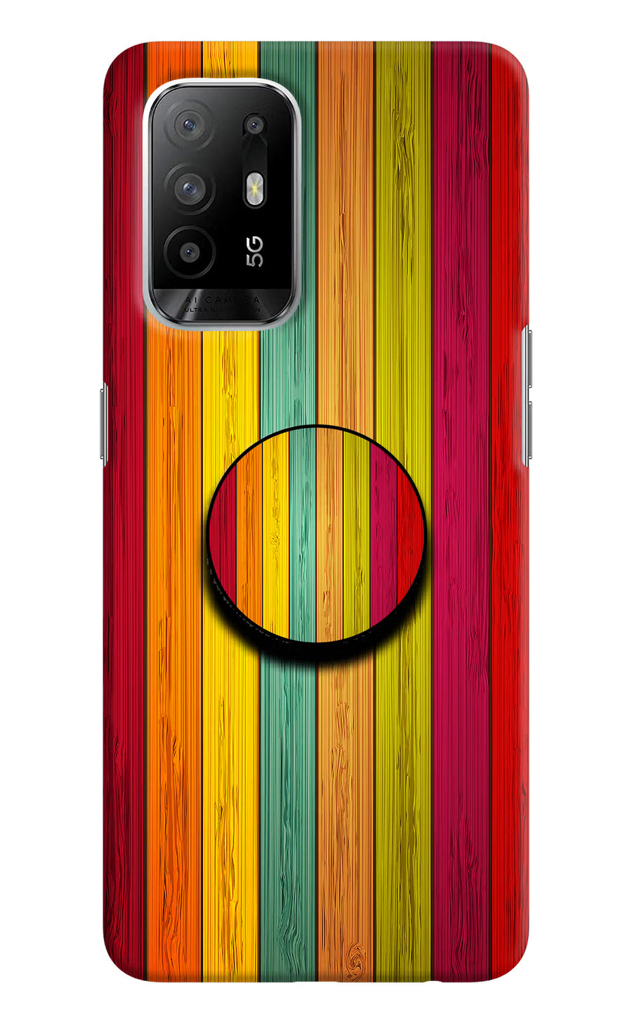 Multicolor Wooden Oppo F19 Pro+ Pop Case, Hard case