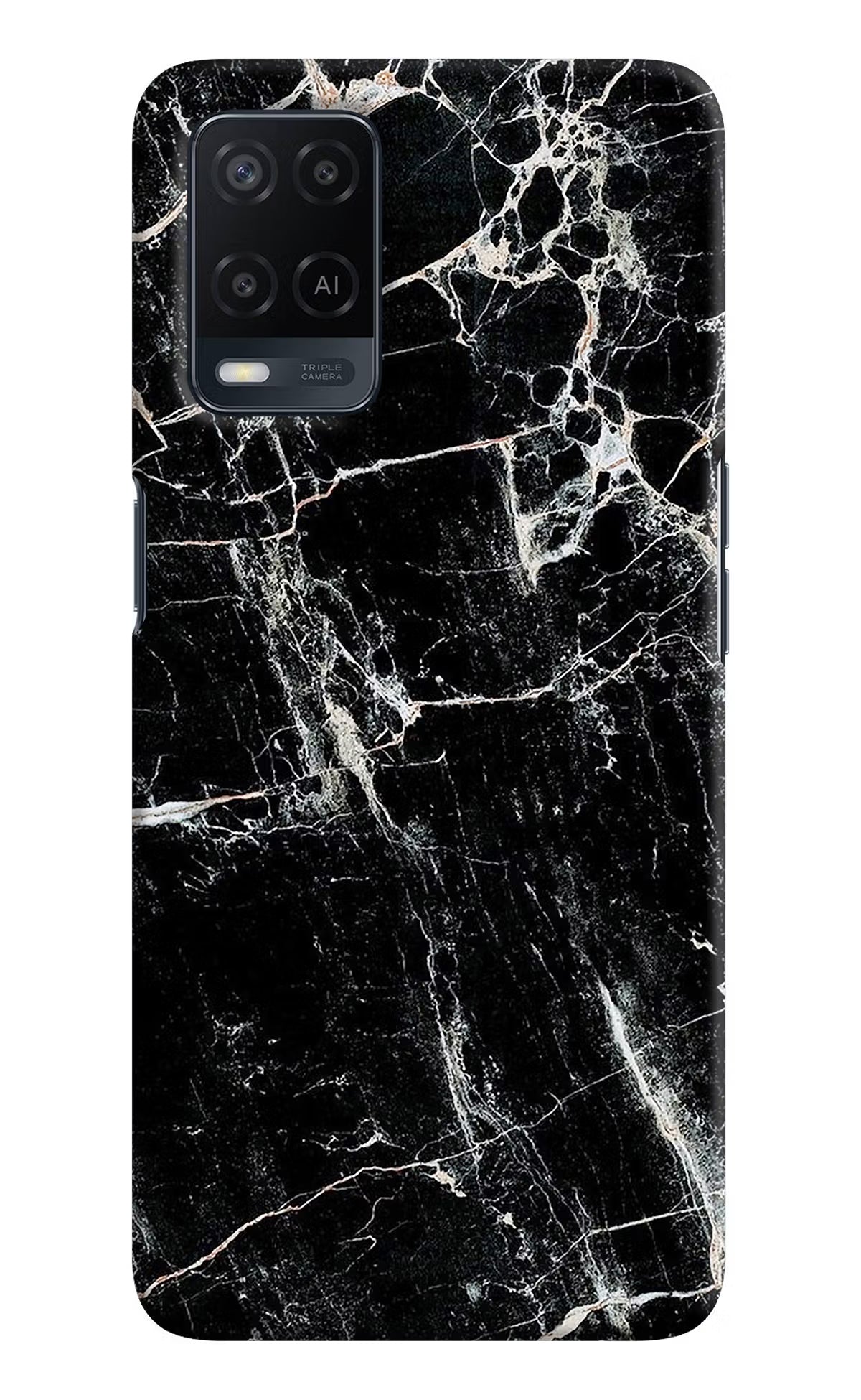 Black Marble Texture Oppo A54 Hard Case Back Cover by Casekaro