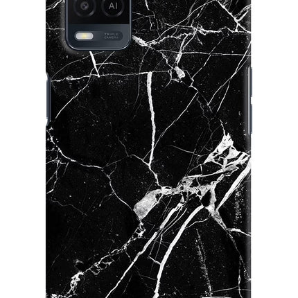 Black Marble Pattern Oppo A54 Hard Case Back Cover by Casekaro