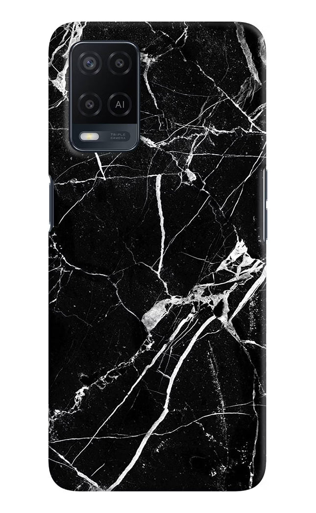 Black Marble Pattern Oppo A54 Hard Case Back Cover by Casekaro