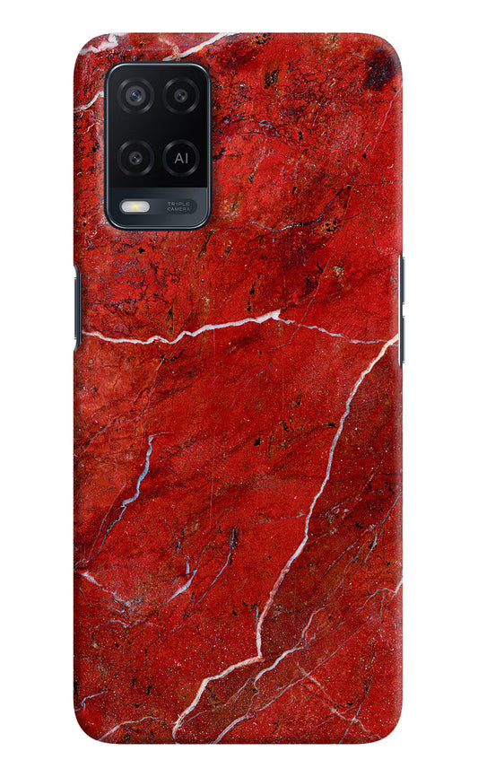 Red Marble Design Oppo A54 Hard Case Back Cover by Casekaro