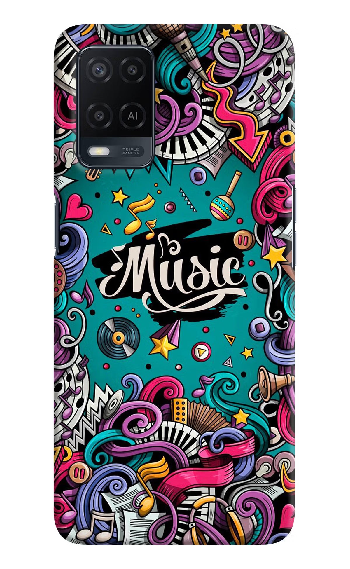Music Graffiti Oppo A54 Hard Case Back Cover by Casekaro