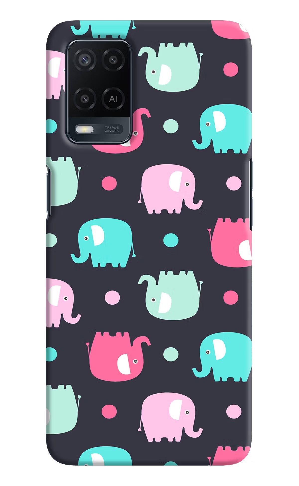 Elephants Oppo A54 Hard Case Back Cover by Casekaro