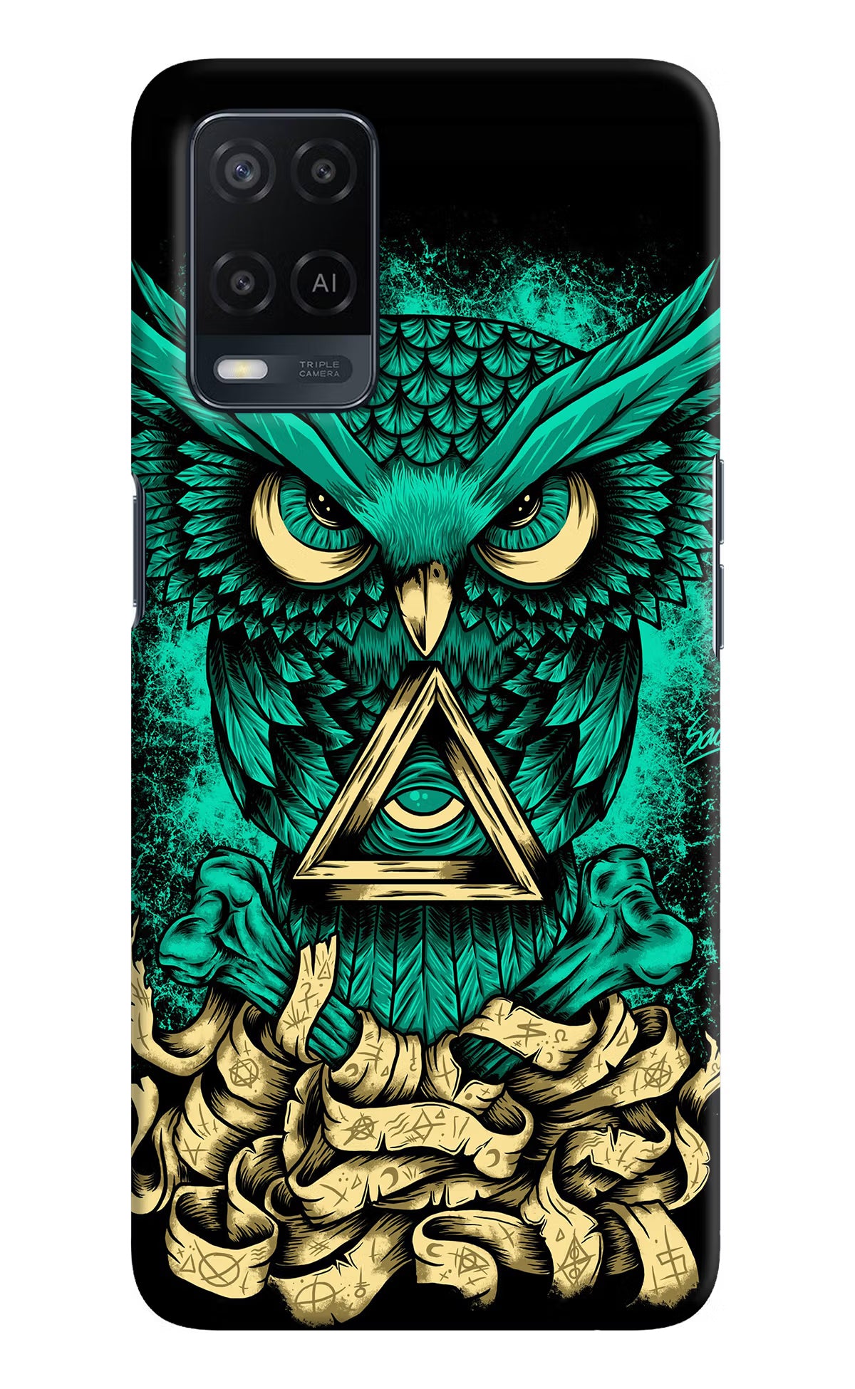Green Owl Oppo A54 Hard Case Back Cover by Casekaro