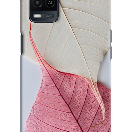 White Pink Leaf Oppo A54 Hard Case Back Cover by Casekaro