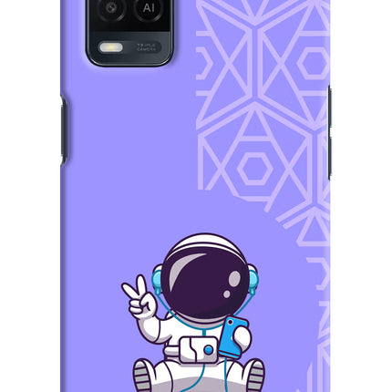 Cute Astronaut Chilling Oppo A54 Hard Case Back Cover by Casekaro